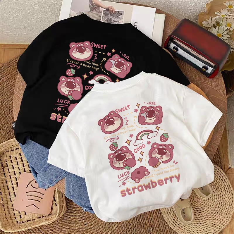 Dailyway/Kaus Atasan Putih Anak Lotso Perempuan Gaya Korea/Kaus Lengan Pendek Anak Perempuan /Pakaia