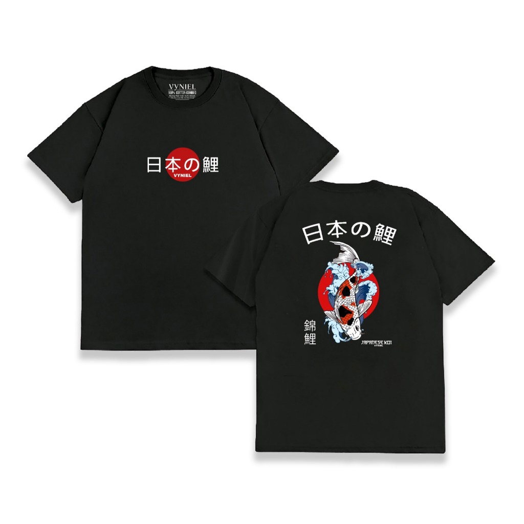 VYNIEL KAOS T-SHIRT LENGAN PENDEK DISTRO COTTON COMBET IKAN JEPANG KOI SIZE S - XXL PRIA WANITA