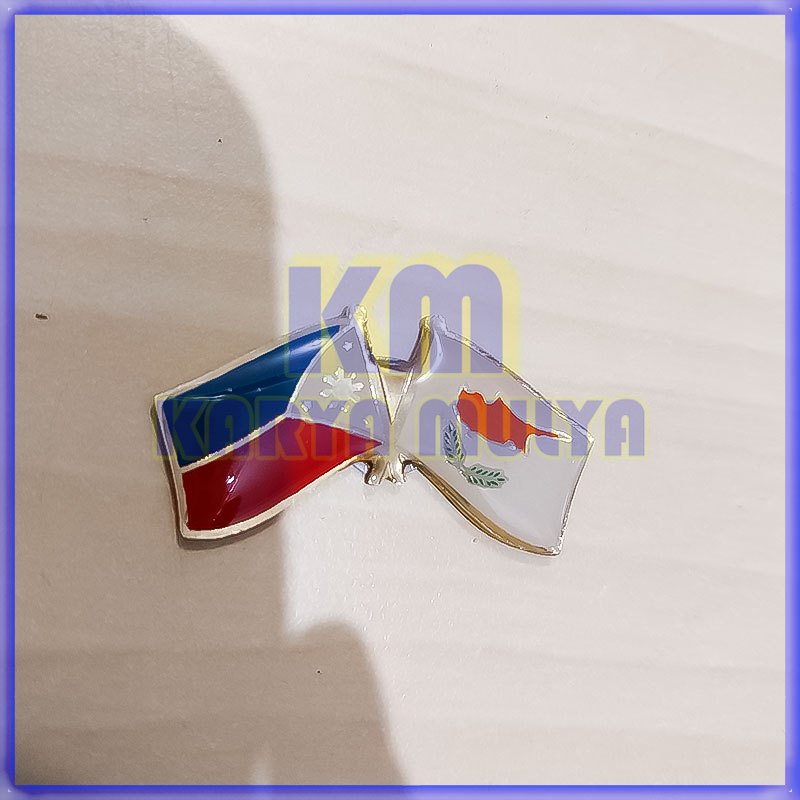 Pin Bendera Persahabatan Filipina Siprus Cross Flag Pin Filipina Siprus  Magnet - Karya Mulya