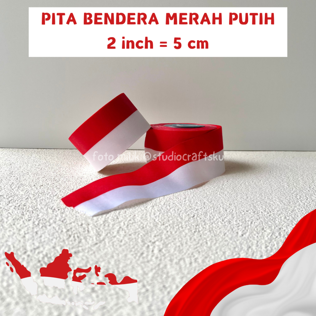 

Pita Merah Putih Pita Bendera 2 INCH = 5 CM | Pita Bendera 2" Pita Merah Putih 2in Pita Kain Merah Putih