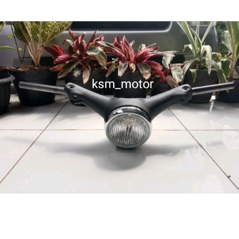 batok set C70 komplit atas bawah set spido lampu depan/stang stir c70 almunium hitam set spido+lampu
