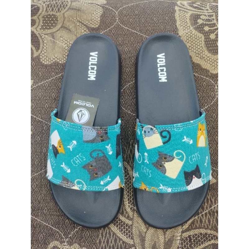 Sandal Slop Premium Terbaru.Sandal Dewasa Pria Dan Wanita.Model KAIN KANVAS hijau.Elegan nyaman ring