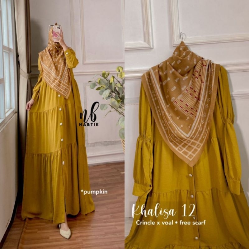Khalisa 12 Gamis Free Scarf ori Nabtik