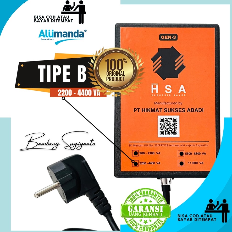 PENGHEMAT LISTRIK TERBAIK  TERLARIS PENGHEMAT DAYA LISTRIK TIPE B 22  44 WATT ANDODA HSA ELECTRIC SA