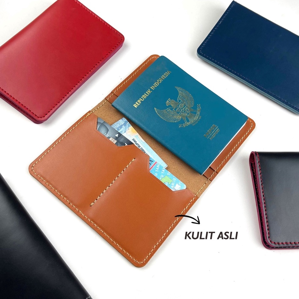 KODE E88A Dompet paspor  passport cover kulit asli simpel travel wallet model buku