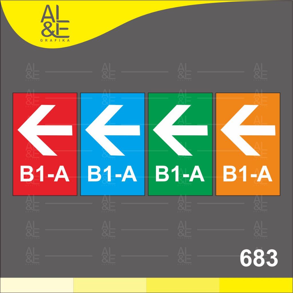 

683 - Stiker Petunjuk Gedung Arah Kiri, Panduan Jalan Gedung, Sticker Vinyl, Premium, Tahan Air