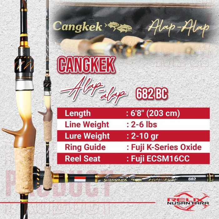 Rod BC / BAITCASTING RELIX NUSANTARA CANGKEK ALAP-ALAP 682UL / 203cm (Line Test 2-6lbs)