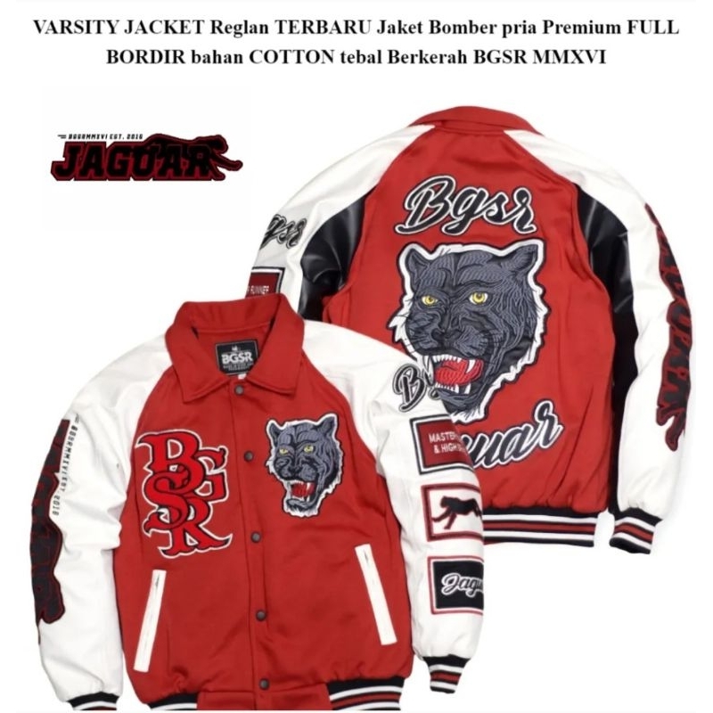 JAKET VARSITY BASeBALL JAKET VINTARGE WIDBREAKER BORDIR TEBAL JAGUAR PREMIUM BGSR TERBARU