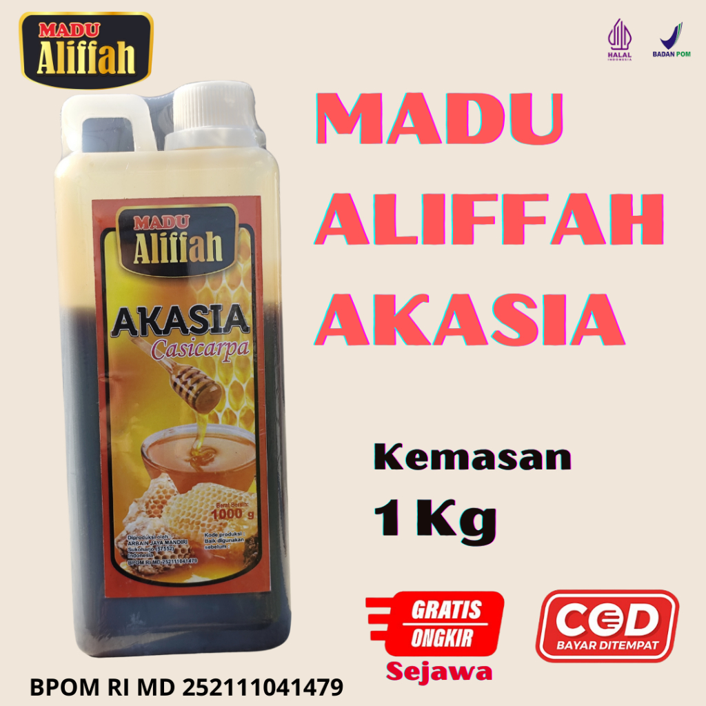 

MaduAliffahNektarAkasia1000gr MaduAsli MaduMurni MaduMentah, Rawhoney MaduHitam