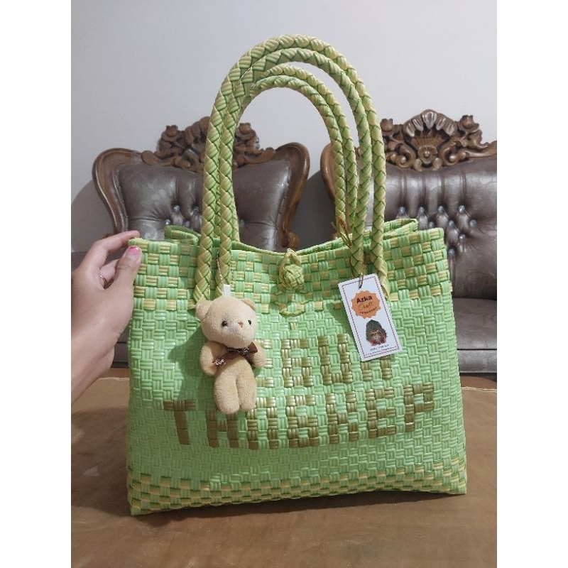 Tas Anyam JUMBO TOTE bisa custom nama