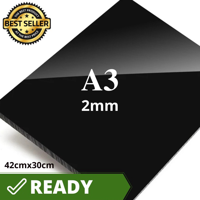 

acrylic lembaran 2mm hitam Ukuran A3 x RB4