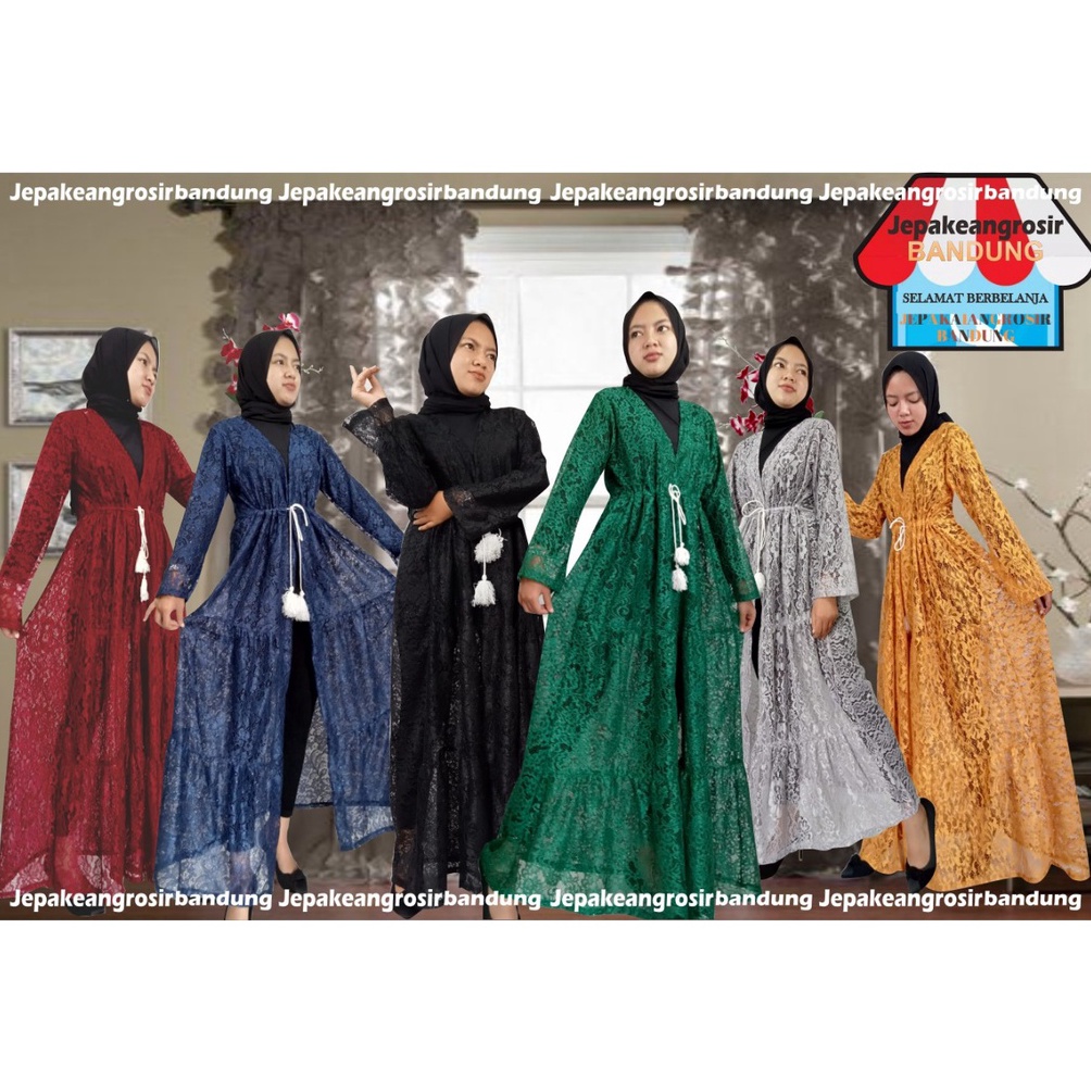 KODE S17L Dress Outer Brukat Brukat GliterOuter Brukat Panjang Outer Dress Wanita Kekinian Termurah 