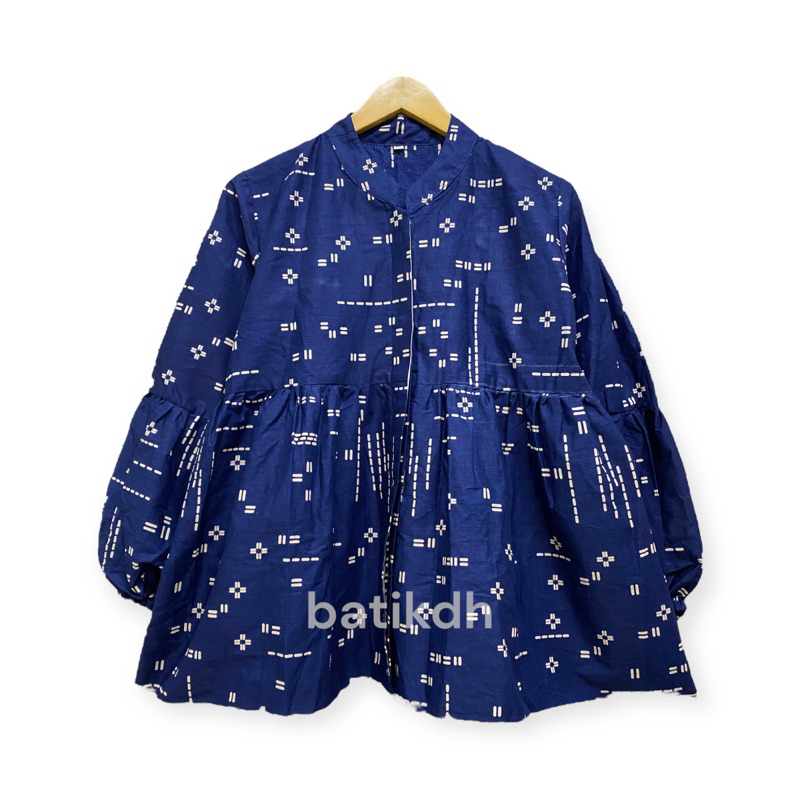 Bergaransi Kasmaran Blouse Batik Kerja Kantor Wanita Modern Warna Hijau Sage Lengan Panjang Balon