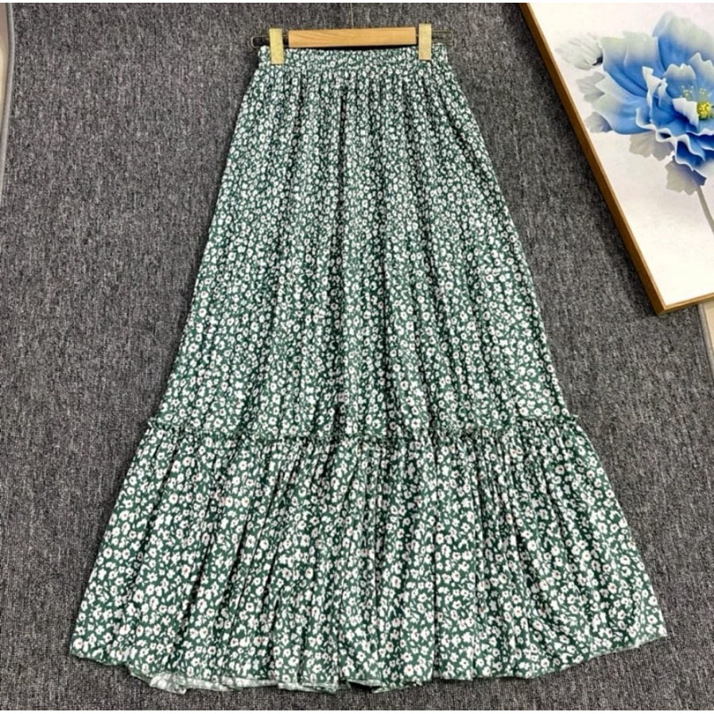 ( Rok Tutu ) Motif Bunga Sakura Korea / Rok plisket motif / rok motif rempel