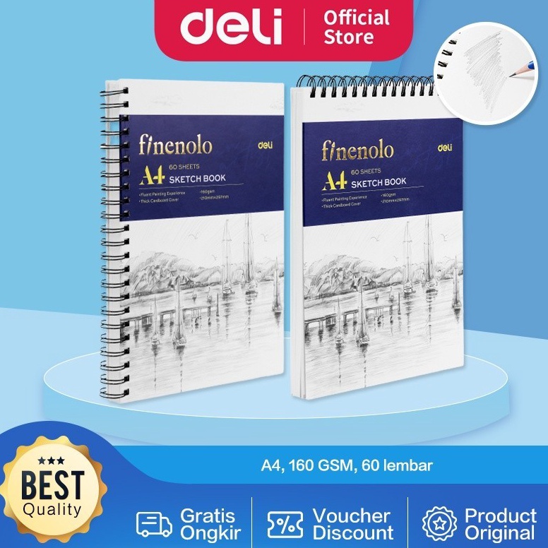 

Deli Sketch Book Buku Gambar Sketsa A4 16GSM 6 Lembar EC27X b C5V3