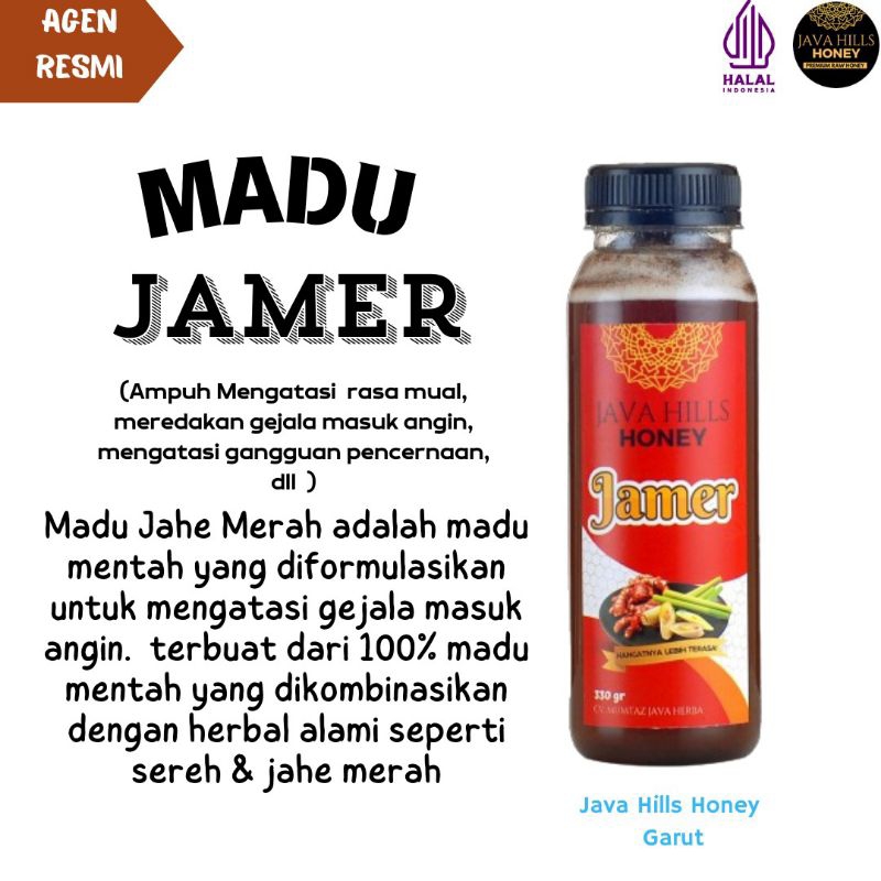 

Madu Jahe merah Herbal 330gr Java Hills Honey Raw Mumtaz Herba masuk angin mual gangguan pencernaan murni 100% Lolos uji lab Halal Bersanad Asli