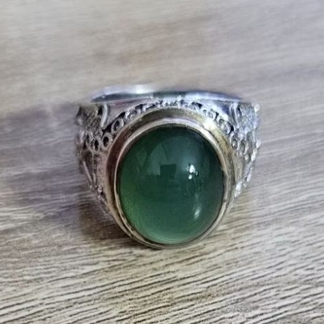 Batu Bacan Chrysocolla Chalcedony Warna Hijau Botol Koleksi Collection Item Ikat Perak Swasa Ukir Ha