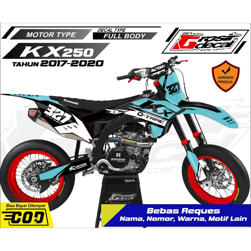 Decal Kawasaki KX 250 2017 - 2020 Full Body Free Custom