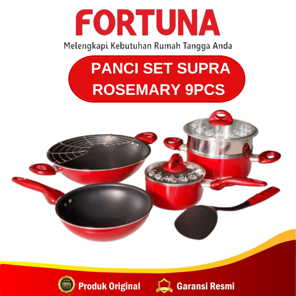 Panci Set Supra Premium 9 / Panci Supra 9pcs Rosemary Supra