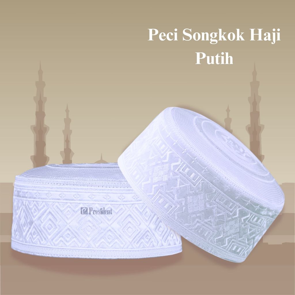 [BIG PROMO ] Peci Haji Peci Putih Songkok Gaya Sudemala Motif Muhaimin Motif Al Waliy- Songkok Haji 