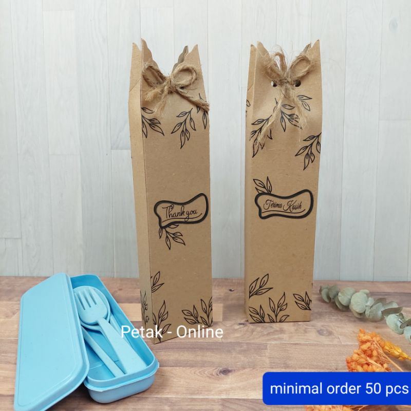 

50 Pcs, Box Kraft/ Rustic/ Coklat 5.6 x 25 cm, Untuk Kemas Sendok Set Box, dll