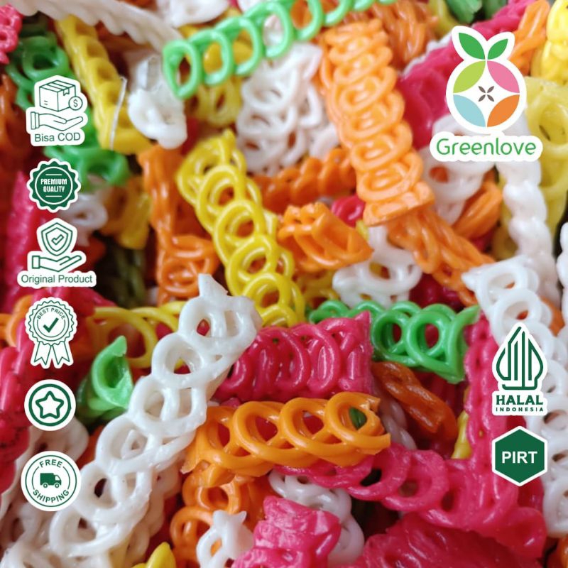 

krupuk seblak rantai // krupuk rantai rainbow // krupuk spiral // krupuk unik