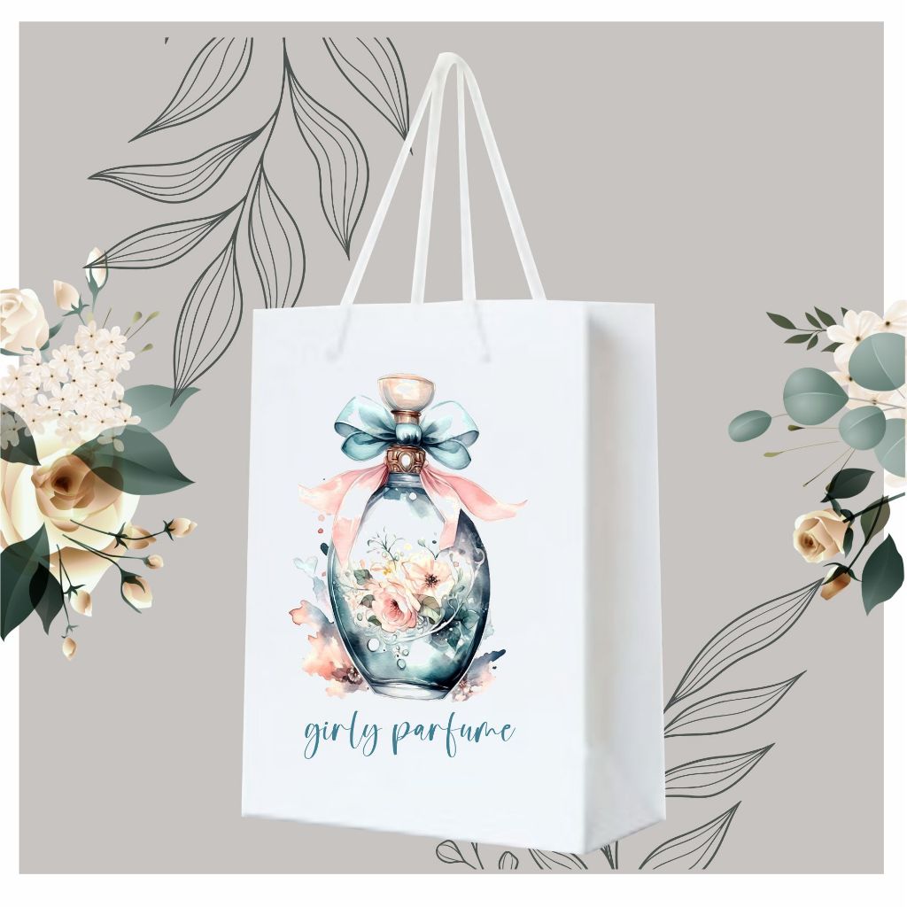 

paperbag parfum custom putih 6*4*12