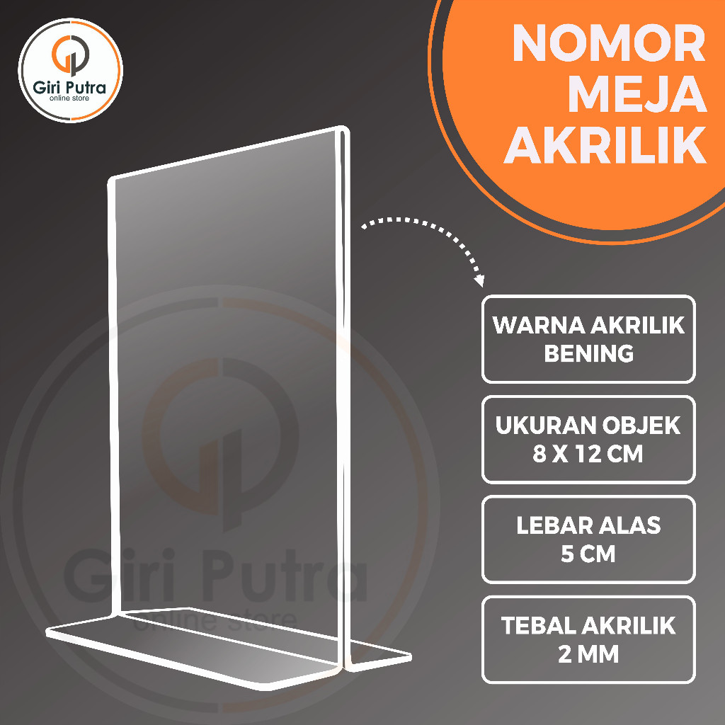 

AKRILIK / NOMOR MEJA AKRILIK 12 X 8 CM / STAND HOLDER ACRYLIC