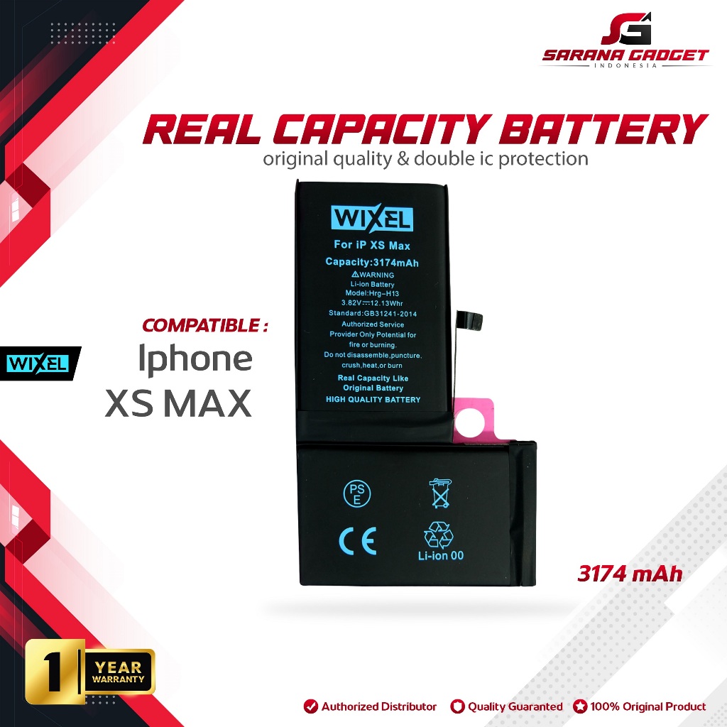 WIXEL ORIGINAL Baterai Iphone XS MAX Double Power Real Capacity Batre Batrai Battery Ip Ori HP Handp