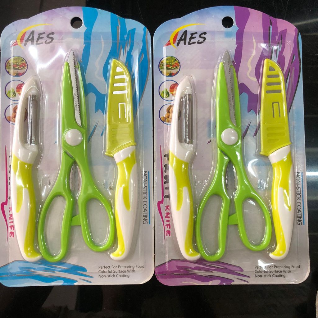 Pisau / Pisau Set / Gunting / Gunting Set / Pisau Gunting Dapur Set Pisau & Peleer AES