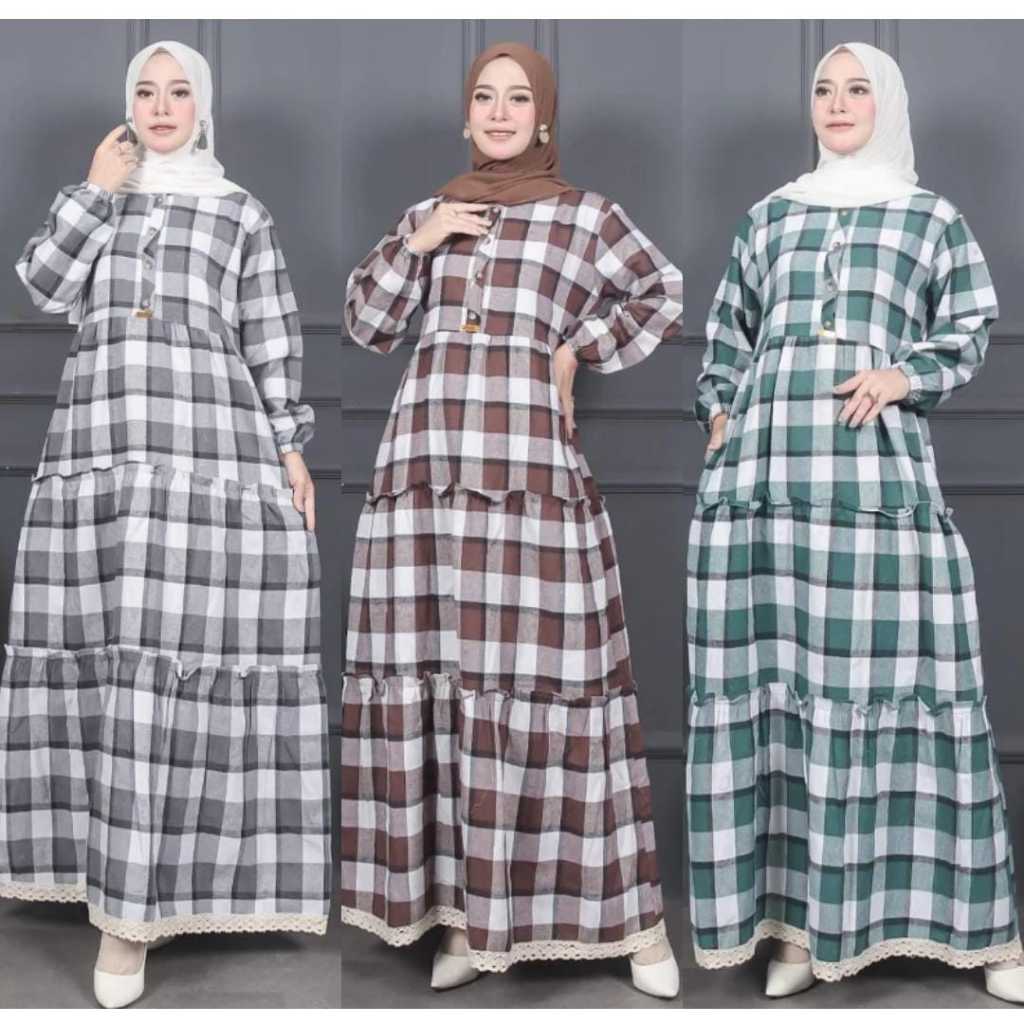 GAMIS FLANEL JUMBO XXXL LD=130 [ BB ..95-120 KG ] AKSEN RENDA BUSUI MUSLIMAH WANITA ELEGAN