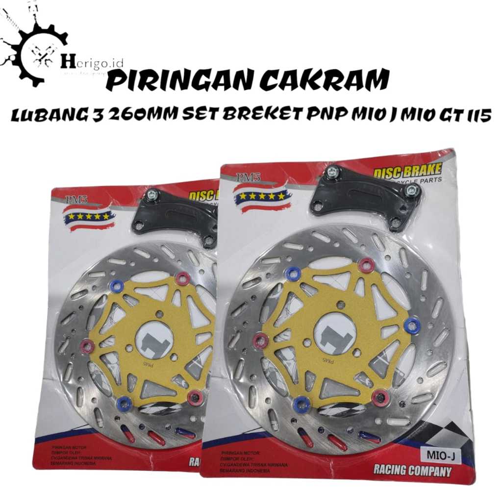 PIRINGAN DISC CAKRAM DEPAN LEBAR 260 MM PLUS BREKET PNP MOTOR MIO J MIO GT 115 SOUL GT 115 LUBANG 3 