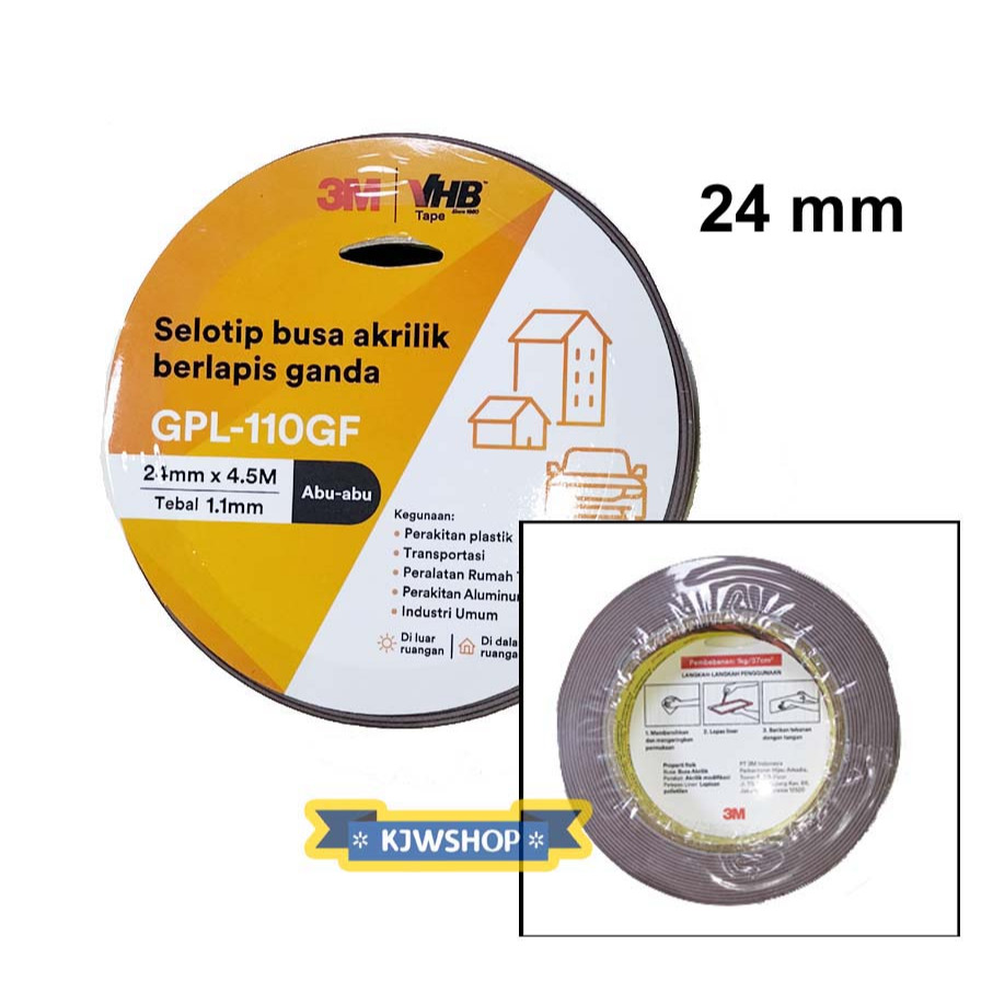 

Double Tape VBH 3M Strong Durable 24mm x 4.5m Isolasi Solasi Bolak Balik VHB Tape 24mm VHB Tape 24 mm x 4.5M Original 3M