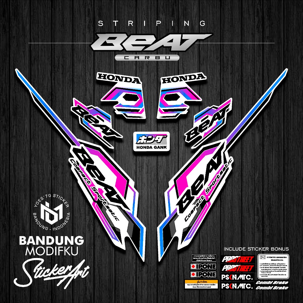STRIPING STICKER MOTIF 5 / HONDA BEAT KARBU / BANDUNG MODIFKU / BETCARBU / STICKER VARIASI