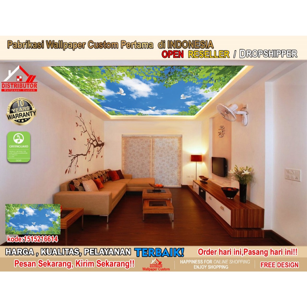 Wallpaper Custom 3D Tema Ceiling | Wallpaper Plafon | Wallpaper Custom Gambar | Wallpaper Ruangan | 