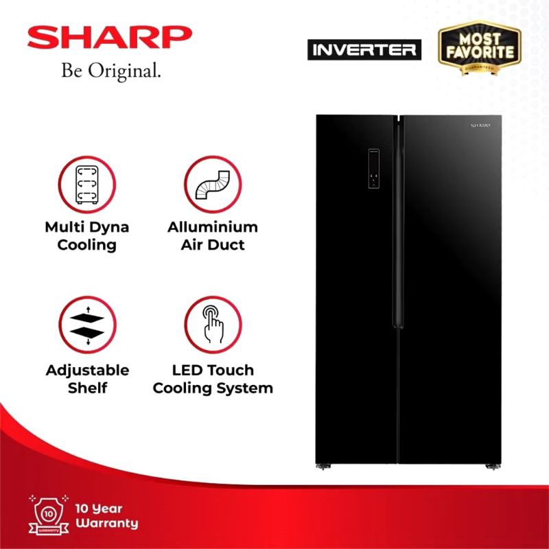 Kulkas 2 Pintu SHARP Side By Side INVERTER 563 Liter SJ-IS61GA-BK