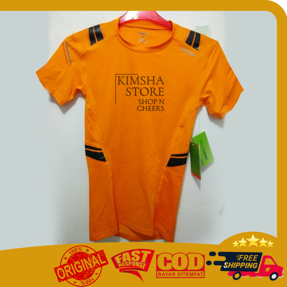 Kaos Reebok Runtone Baselayer Sport Pakaian Baju Olahraga Fitness Gym Futsal Pria Original