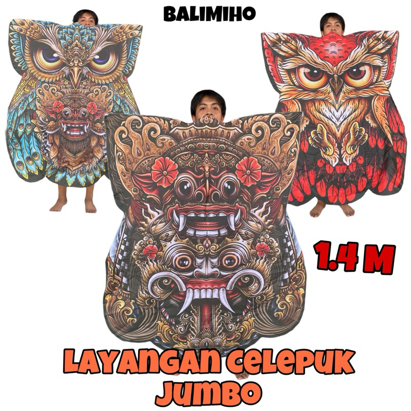 Layangan  Celepuk Print Jumbo - Layangan Celepuk 1,4 meter - Layangan Burung Hantu - Layangan Lipat 