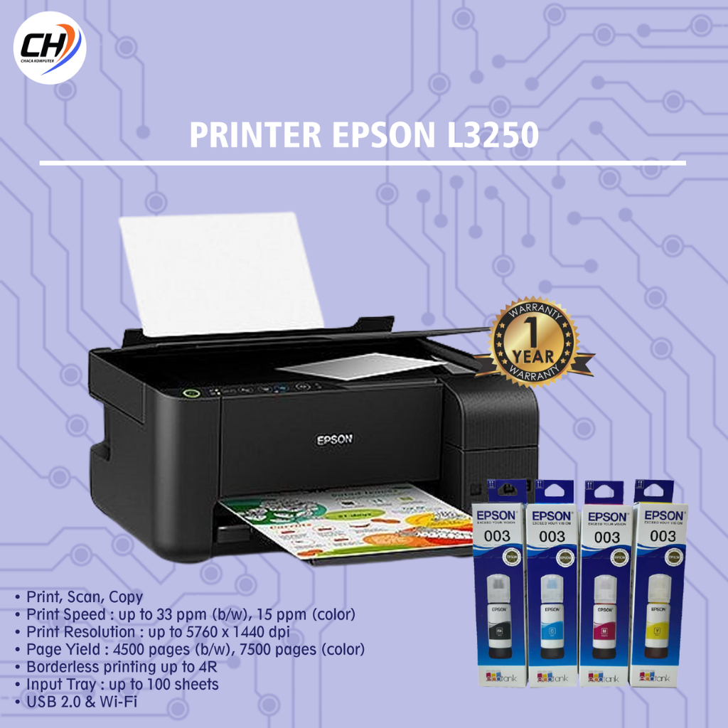 Printer Epson L3250 Wifi Tinta Epson 003 Garansi Resmi