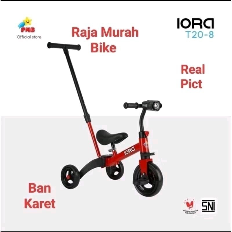 Sepeda Balance Bike PMB Iora T20-8 Sepeda Roda Tiga Pmb Iora Musik Lampu Dorongan