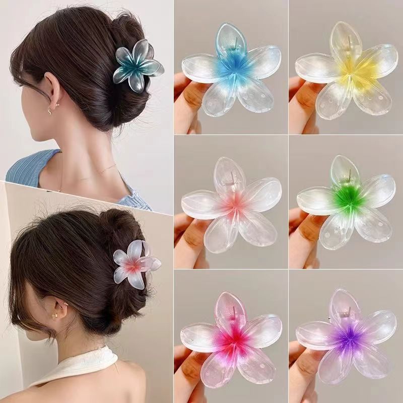 ​Jepit Rambut Bunga Kamboja Akrilik 8cm - Premium Hair Clip Bali untuk Rambut Panjang​