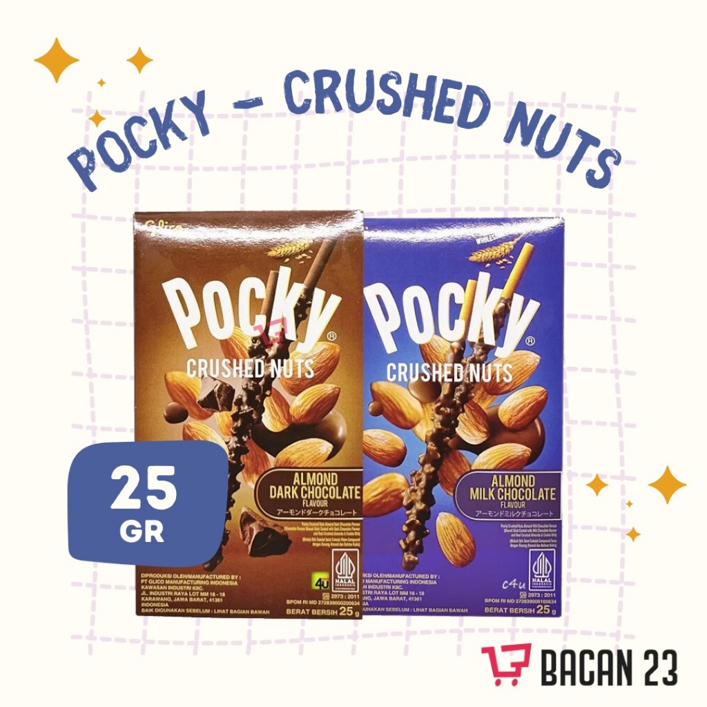 

Pocky Crushed Nuts (25 gr) ( Almond Milk Chocolate / Almond Dark Chocolate ) Biskuit Stik