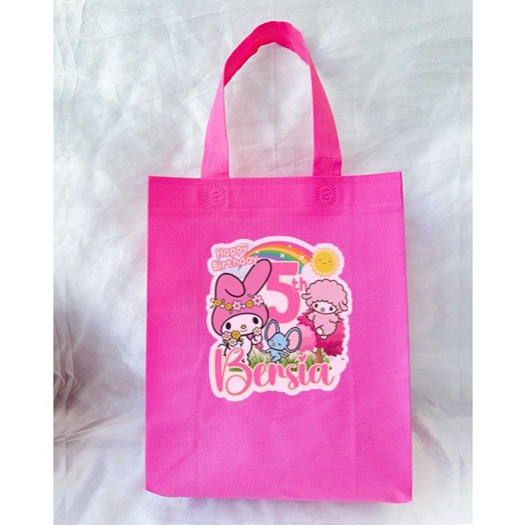 

My Melody - Tas Spunbon Custom Tema - Tas Souvenir Ulang Tahun / Goodie Bag Birthday / Tas Snack