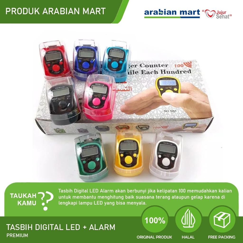 Tasbih Digital Led + Alarm Model Cincin | Finger Counter untuk Dzikir Wirid Souvenir Pernikahan