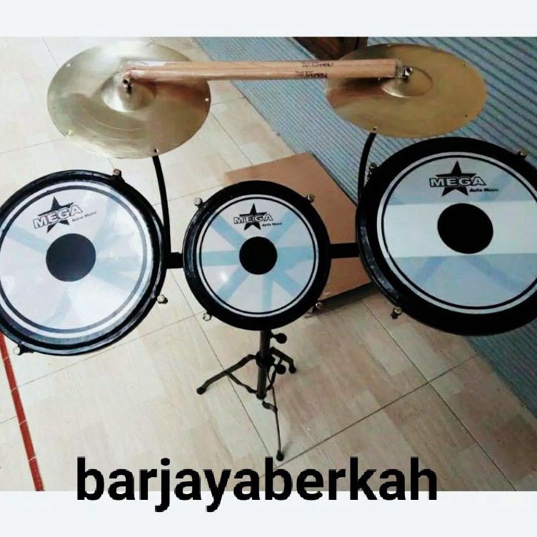 KODE F4W Tam tam drum isi 3 dengan 2 simbal termurah  bonus stik