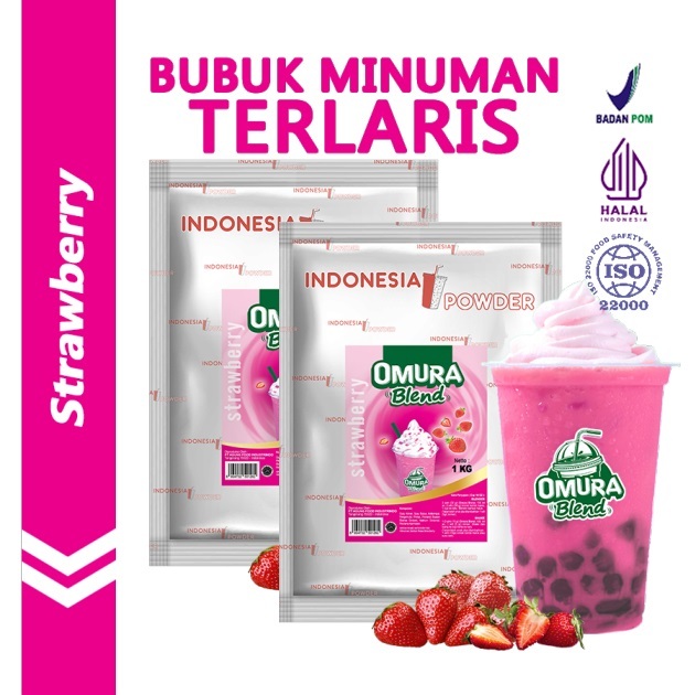 

[Bundle 2Bag x 1Kg] Rasa Strawberry Bubuk Minuman Premium Merk Omura Blend (Mix Gula)