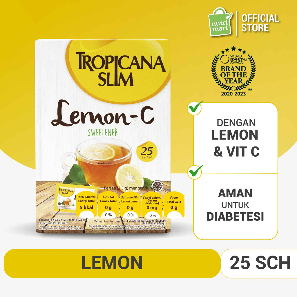 

Tropicana Slim Sweetener Lemon-C isi 25 Sachet