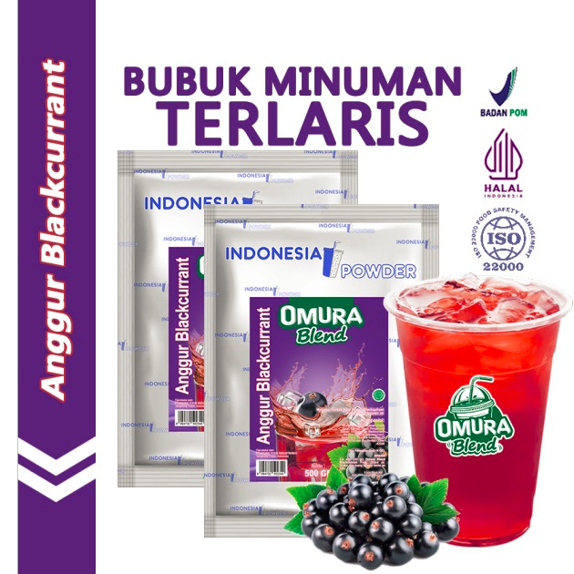 

[Bundle 2Bag x 500gr] Rasa Anggur Blackcurrant Bubuk Minuman Premium Merk Omura Blend (Mix Gula)