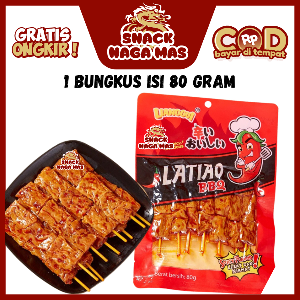 

LIANGGUI LATIAO SATE SATAY CEMILAN KULIT TAHU PEDAS SPICY [1 BUNGKUS ISI 80 GRAM]