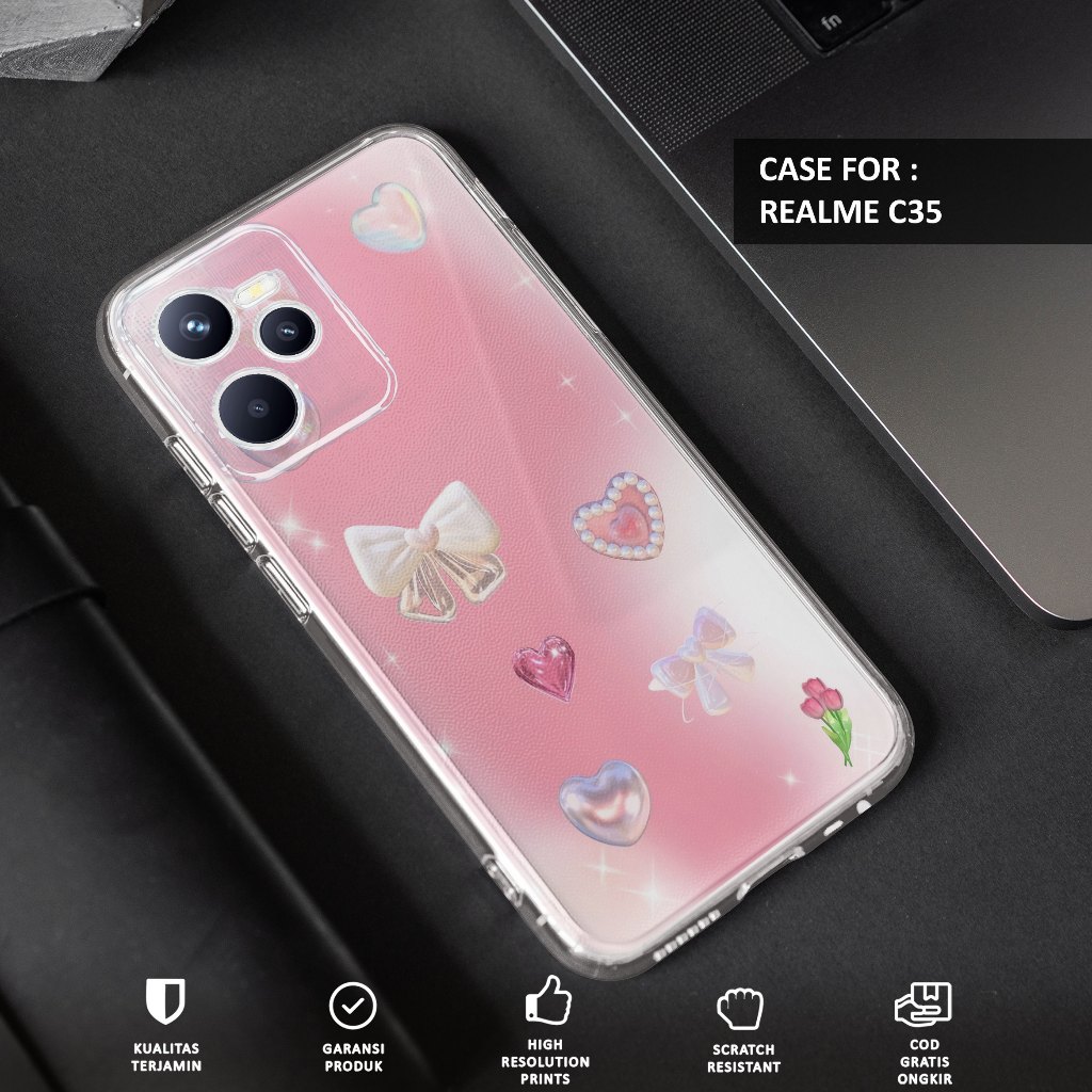 Case REALME C35 - Casing REALME C35 Motif PITA - Softcase Premium Fourside - Bening Transparant - Si